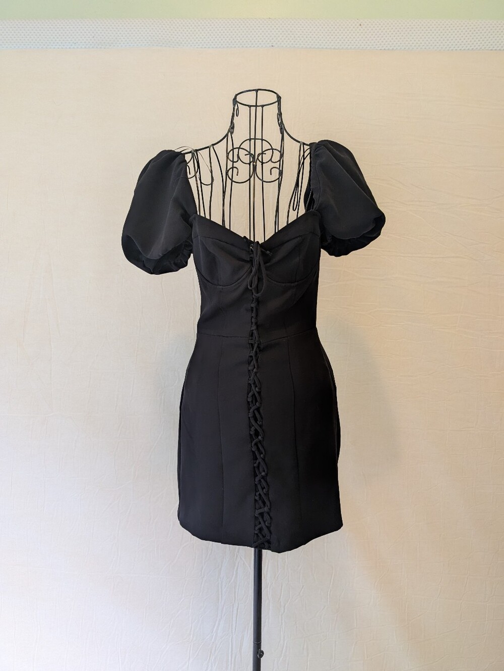 Black Cuff Tie Down Dress